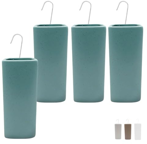 Paluplus Set 4 Evaporatori d'acqua per termosifoni in Ceramica, misura 8x4x19 cm, Umidificatore con motivo PUNTINI e gancio a forma di S -5674 (Verde)