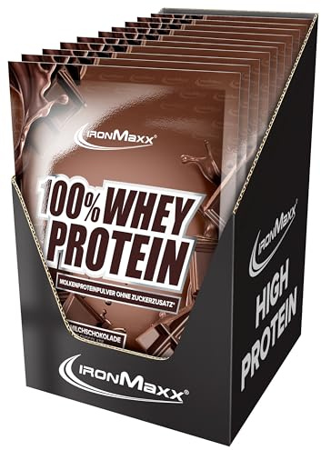 IronMaxx 100% Whey Protein - Chocolat au Lait 10x30g | Protéine Whey Soluble & Réduite en Sucre | Shake Protéiné Haute Qualité pour Fitness & Musculation | Goût Vanille Crémeuse