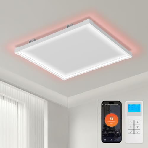 Daromigo Infrarotheizung Deckenmontage mit Thermostat 360W, Infrarot Deckenheizung, Überhitzungsschutz Energiesparend, Infrarotheizung Heizplatte Heizkörper Heizpaneel, mit Fernbedienung, LED Licht