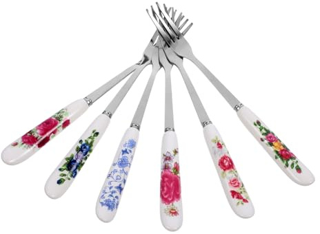 COLLBATH 6pezzi Forchetta Da Dessert in Acciaio Resistente Per Dolci e Frutta Manico Leggero Adatta Per Feste e Uso Quotidiano
