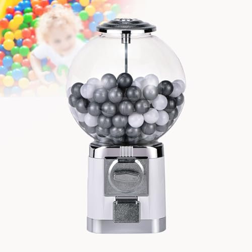 URJWAN Gumball Machine Bulk Vending Dispenser Countertop Vending Machine with Keys for Toys Candies Capsule Balls, Suitable for 0.39-1.26in Balls,Grey