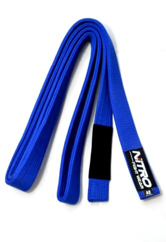 Nitro Fight Wear Adult BJJ Belt - White, Blue, Purple, Brown, Black - Brazilian Jiu Jitsu IBJJF (Blue, A3)