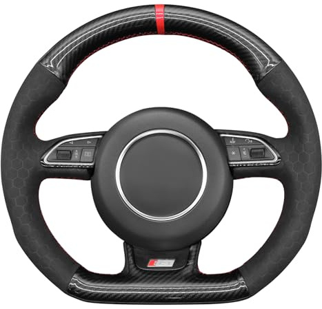 MEWANT Rivestimento per Volante Cucito a Mano per Audi A1 2016-2018/A3 2012-2016/A4 2012-2015/A5 2012-2016/A6/A7/Q3/Q5 (8R)/S1/S3/S4/S5/S6/S7/SQ5/RS 3 (8V)/RS 4 (B8)/RS 5/RS 6 (C7)/RS 7 (G8)/RS Q3