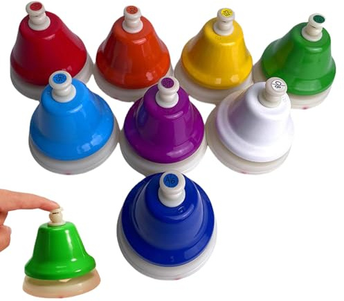 Canellini a mano cromatica da scrivania, campane a mano diatonica - Giocattoli musicali 8 note tavola colorate campane,Insegnamento dello strumento a percussione, giocattolo di apprendimento musicale