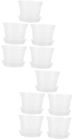 POPETPOP 10 Sets Flowerpot Bird Bath Fountains Solar Power Orchid Pots Multipurpose Spoon Cute Plant Pots Pink Budgie Small Pool Fountain Pump Pet Plant Pot Saucers Mug Plastic Transparent