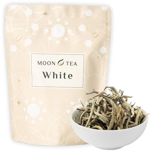 MoonTea | Thé Blanc Yin Zhen - 100 g | Thé Chinois en Feuilles | Bourgeons Argentés - Légère Oxydation Naturelle - Notes Douces et Florales - Emballage Thermoscellé