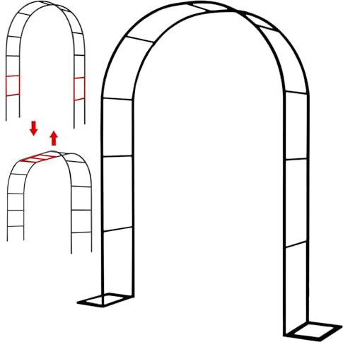 NZPOST Gartenbogen aus Metall mit Abnehmbarer Basis, grünes Spalier für den Außenbereich zur Pflanzenunterstützung, wetterfest, große Größe (Schwarz, 1,4 m x 2,3 m x 25 cm)