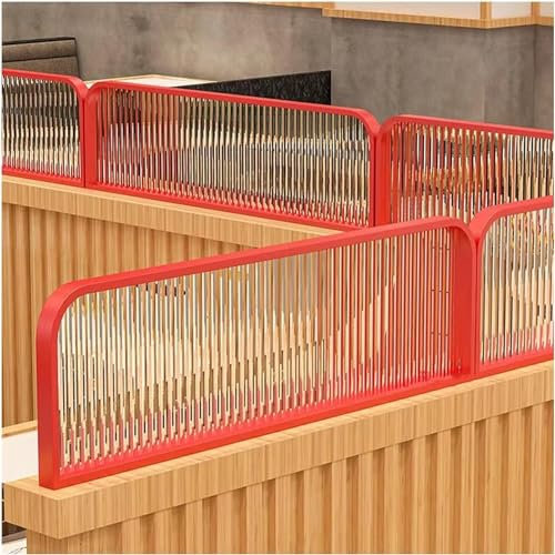 LwsCUiH Desktoppartition Trennwände for Essbereiche, gestreiftes Glas, durchscheinend, for Restaurant, Arbeitsplatte, Schreibtisch, Trennwand, 30 cm, niedriger Zaun(Rosso,30x80cm)