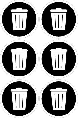 General waste bin sign, 100mm circle - Pack of 6 stickers on A4 sheet