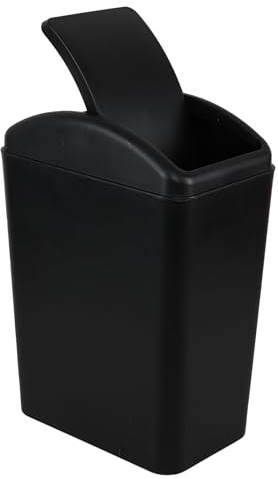 Vareone Poubelle en plastique avec couvercle basculant, 15 L, noir