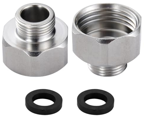 Lead-Free SUS304 Stainless Steel Faucet Connector, G1/2 Female to G9/16 Male Adapter with Washer, Rustproof Compression Fitting for Kitchen Bathroom Hose Line (2 Pack)