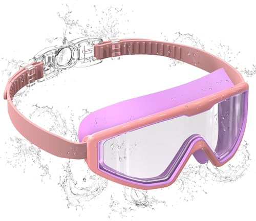 Seaflar Lunette de Piscine Enfant 3-14 Ans Anti-Buée & UV, Vision Large | Réglage Rapide 1 Touche, Joint Silicone Confortable, lunettes de natation Enfants Mixte