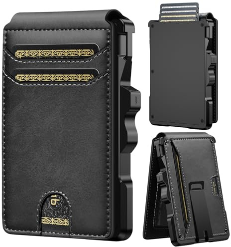 furid Smart Wallet For Men Slim: Rfid Minimalist Pop Up Wallets with Money Clip Metal Credit Card Holder - Gifts for Husband Father at Birthday Anniversary