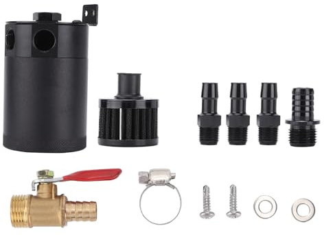 Aceite 3‑Vías con Válvula de Filtro de Aire Aleación de Aluminio Interfaz 10mm 15mm para Motor de Coche Depósito Separador de Aceite Automotriz Fácil Instalación