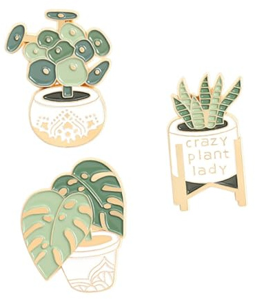 Didiseaon Broche Plantes en Pot Dessin Animé, Lot de 3 Broches en Alliage Créatives, Accessoires Mode Femme pour Vêtements Paquet Chapeaux, Broches Légères et Décoratives