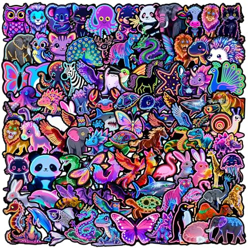 Neon Style Stickers for Laptop(100 PCS),Gift for Children Teens Adults Girl Boys,Cool Neon Light Aesthetic Waterproof Stickers for Skateboard,Scrapbook,Bike,Phone,Computer,Luggage Water Bottle Guitar
