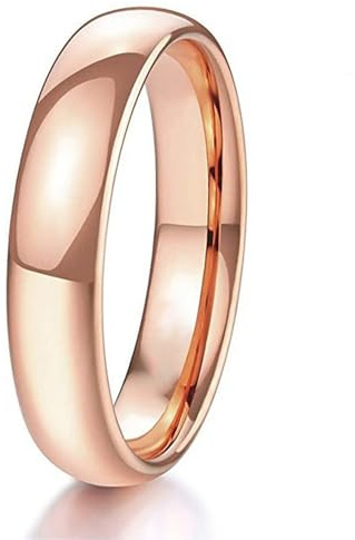 TIEHOKTW Eheringe 2MM/4MM/6MM Roségold mit Gravur, Verlobungsring Titan Schlicht Hochzeitsringe Poliert für Damen Gr. 47-70