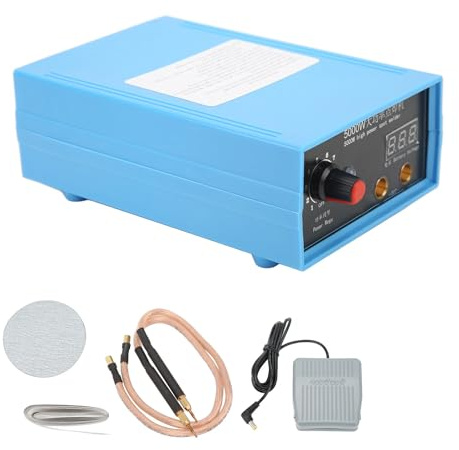 Baxnore Saldatrice a punti portatile da 5000 W con display digitale Kit saldatrice a punti con batteria ad ago in rame per batterie al litio 26650 32650 e riparazione della batteri
