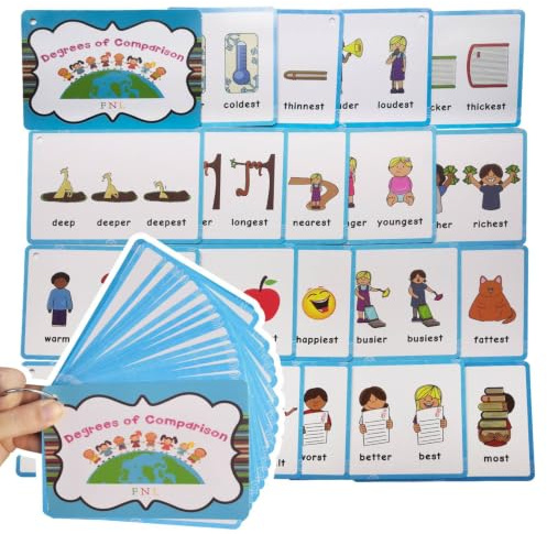 MotiveTech 20 Pièces Flashcards D'anglais Illustrées Cartes Lexique avec Anneau Colorées Cartes Lexique pour Enseignants, École à la Maison
