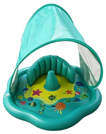 Retraite de jeu ombragée pour bébé avec siège gonflable, forme confortable du dossier, coque en PVC facile à nettoyer, graphismes côtiers lumineux, arrêt de voyage, utilisation dans le jardin, siège