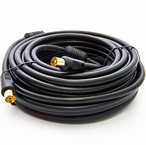 Premium X 10m Antennenkabel TV Anschlusskabel HDTV Full HD, 4K Koaxial-Kabel - Vollmetall-Stecker auf IEC-Buchse für digitales Fernsehen und Radio - DVB-T/T2, DVB-C, DVB-S/S2 - Schwarz