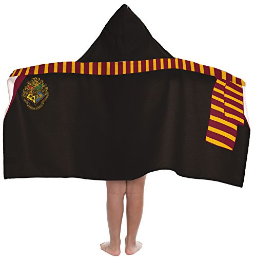 Jay Franco Kids Hooded Towel – 22 x 51 Super Soft Bath Wrap with 3D Hood, Beach, Pool & Travel, Official Licensed Product, Black - Harry Potter