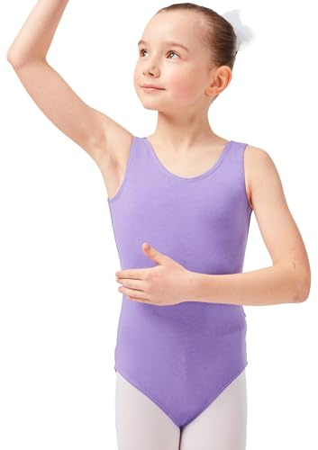 tanzmuster ® Ballettanzug Mädchen ärmellos - Lissy - (Größe 92-170) aus Baumwolle, Ballettbody Kinder Ballett Trikot