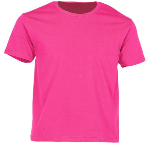 Fruit of the Loom Kids Iconic - Maglietta da bambino, taglia 104-164 cm (1 o confezione da 5), Fucsia, 164 cm
