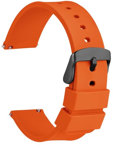 WOCCI Silikon Kautschuk Uhrenarmband mit Schwarzer Schnalle, Schnellverschluss Uhrenarmbänder, Ersatzarmband 14mm 16mm 19mm 18mm 20mm 21mm 22mm 24mm