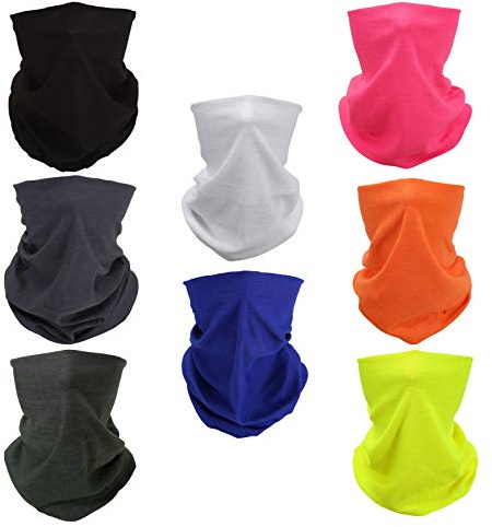 SMEHCF 8 Pannband Bandana Balaclava Halv Ansiktsmask Sköld Huvud Hår Halsduk Hals Damask Hatt Multipurpose För Kvinnor Män Andas Återanvändbar Tvättbar Svart Grå Blå Grön Vit Neon Gul Rosa Orange