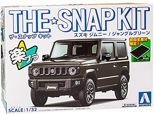 Aoshima Suzuki Jimny Dunkel Grün Fast Schwarz 2. Generation ab 2018 Kit Bausatz 1/32 Modell Auto mit individiuellem Wunschkennzeichen