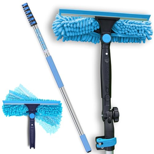 IGADPole Professional Telescopic Window Cleaning Kit 24ft(7m), Extension Pole and Single Pivot 10(25cm) Squeegee, Window cleaning washer tools