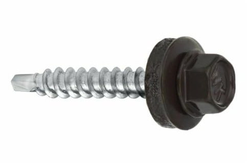 KLIMAS Trapezblech Schrauben Bohrschrauben Dach Fassadenschrauben 4,8x55mm 200 Stück - RAL: 8019 (Graubraun)