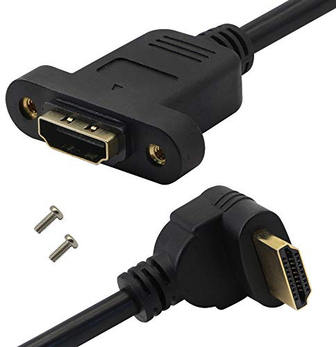 Cavo HDMI 4K ， Cavo prolunga HDMI 2.0 da femmina a maschio per montaggio a pannello a 90 gradi compatibile con TV Stick, Blu-Ray, PS3 / PS4, Roku, Nintendo Switch (50 cm)(angolo su)