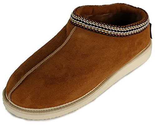 Hollert Damen Lammfell Hausschuhe Schäferin Alma Fellschuhe Hüttenschuhe warme Schuhe aus Echtleder & Merino Schaffell Schuhgröße 40, Farbe Cognac