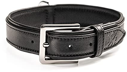 Premium läder hundhalsband Lilly – läderhalsband kalbleder – hundhalsband äkta läder Lilly (M – svart)