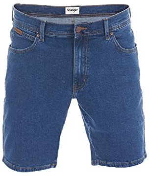 Wrangler Texas - Pantalones Vaqueros Cortos elásticos para Hombre, Corte Regular, algodón, Bermudas, Verano, Color Azul y Negro, w30, w31, w32, w33, w34, w36, w38, w40 - Blue Tomorrow - W30