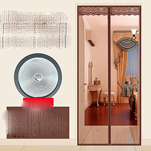 Large Size Anti-Mosquito Curtain Door Net with magnet Hands-free Magnetic Anti fly insect mosquito curtain mesh for door screen-coffee solid,W120xH230cm,China