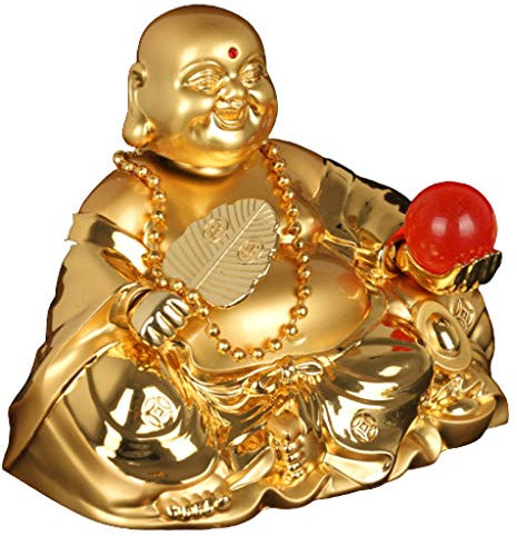 BDPP Buddha Figur Buddha-Statue Zink-Legierung-Dekor-Skulptur Goldene Maitreya Lachendes Buddha-Auto-Parfüm-Dekor Home-Ornamente 3.34 Zoll Art-Deco-Geschenke