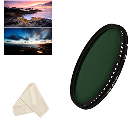 Filtre ND variable réglable ND2-2000 à densité neutre pour Canon EOS 1300D 800D 850D avec objectif 18-55 mm 58 mm