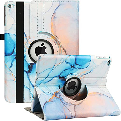Coque pour iPad 9ème Génération 2021 10.2 / 8ème Gén 2020 / 7ème Gén 2019, Support Rotation à 360 Degrés Multi-Angle de Visualisation, Housse Étui avec Veille/Réveil Automatique (Blue Marble)