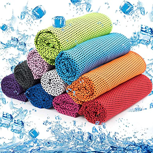 AYGCI 10 Stück Mikrofaser Kühlendes Handtuch Unisex Eishandtuch Kühlhandtuch Hals Cooling Towel für Laufen Yoga Sport Reisen (H)