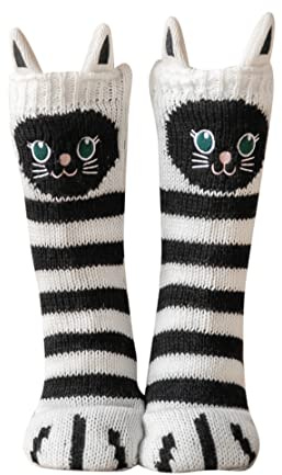 PUTUO Chaussons Femme Hiver Chaud Antidérapantes Thermique Pantoufles, Femme Noël Épais Chaussettes à la Maison