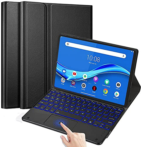 QYiiD Funda Teclado con Touchpad para Lenovo Tab E8, Touchpad Inglés QWERTY Teclado Bluetooth Inalámbrico Retroiluminada Folio Case para Lenovo Tab E8 8 Pulgadas Tablet 2018 Release, Negro