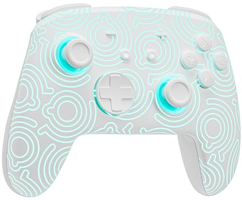 PALPOW Switch 2 Controller Wireless, Pro Controller Kabellos Kompatibel mit Switch 2/OLED/Lite, Firefly RGB Bluetooth Kontroller Gamepad mit 7 LED Farben/Turbo/Makro/Bewegungsaufnehmer/Paddle, Weiß