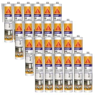 Lot de 24 mastics silicone SIKA SikaSeal 110 Menuiserie & Vitrage - Transparent - 300ml