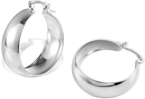 ALEXCRAFT 14K Vergoldete Ohrringe Oval Twisted Runden Chunky Breit Creolen | Silber 925 Ohrringe Oval Verdreht Runden Chunky Dick Leicht Groß Breit Klobig Creolen Kleine Huggie Oval Creolen Damen Frauen