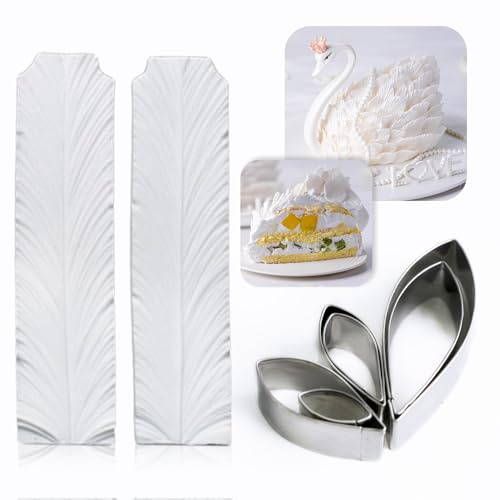 KALAIEN Feather Candy Molds for Baking, 2 Pcs Craft Art Silicone Soap Mold and 6pcs Cookie Cutter
