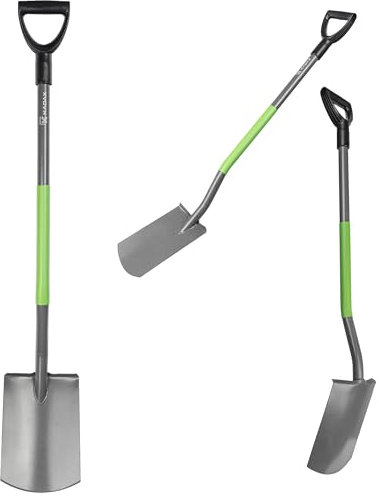 KADAX Gartenspaten mit D-Griff, Robuster Spaten für Garten, Pflanzschaufel, Gartenschaufel mit Stiel, Spatenschaufel aus Stahl, Funktionale Gartenwerkzeug (Rechteckig)