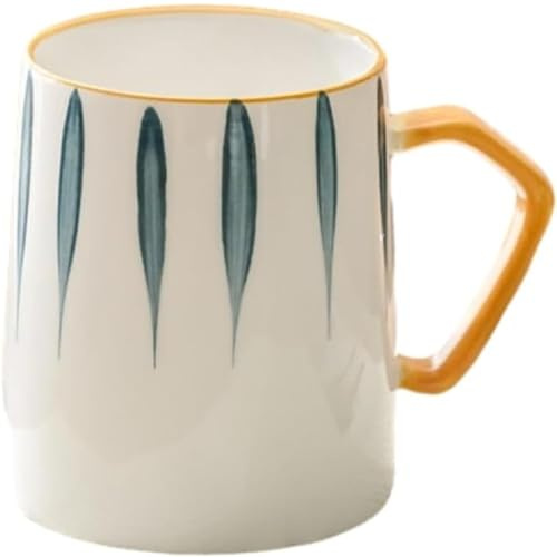 FülleMore Große Kaffeetasse 400ml Kaffeebecher Frühstückstasse mit Henkel für Büro und Zuhause,Keramik Teetasse Trinkbecher für Milch,Capuccino, Tee, Kakao,Kaffee (B)